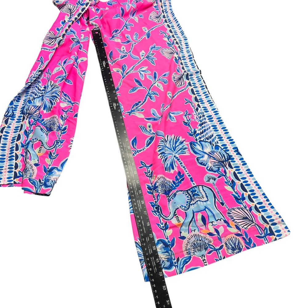 Lilly Pulitzer Bal Harbour Palazzo Pants Pink Blue Elephant Floral Print XL - Picture 12 of 14